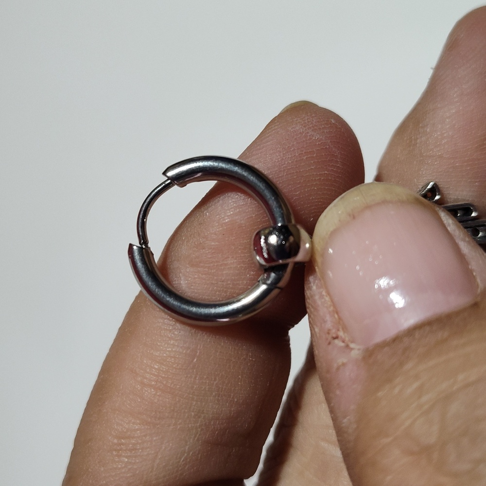 Earrings Stainless Steel Hamsa Hand of Fatima's Evil Eye Protection Silver-tone - Picture 5 of 13